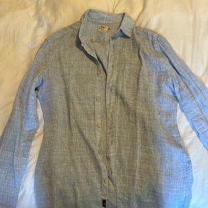 Faherty Laguna Blue Linen Button Down - Men’s Small